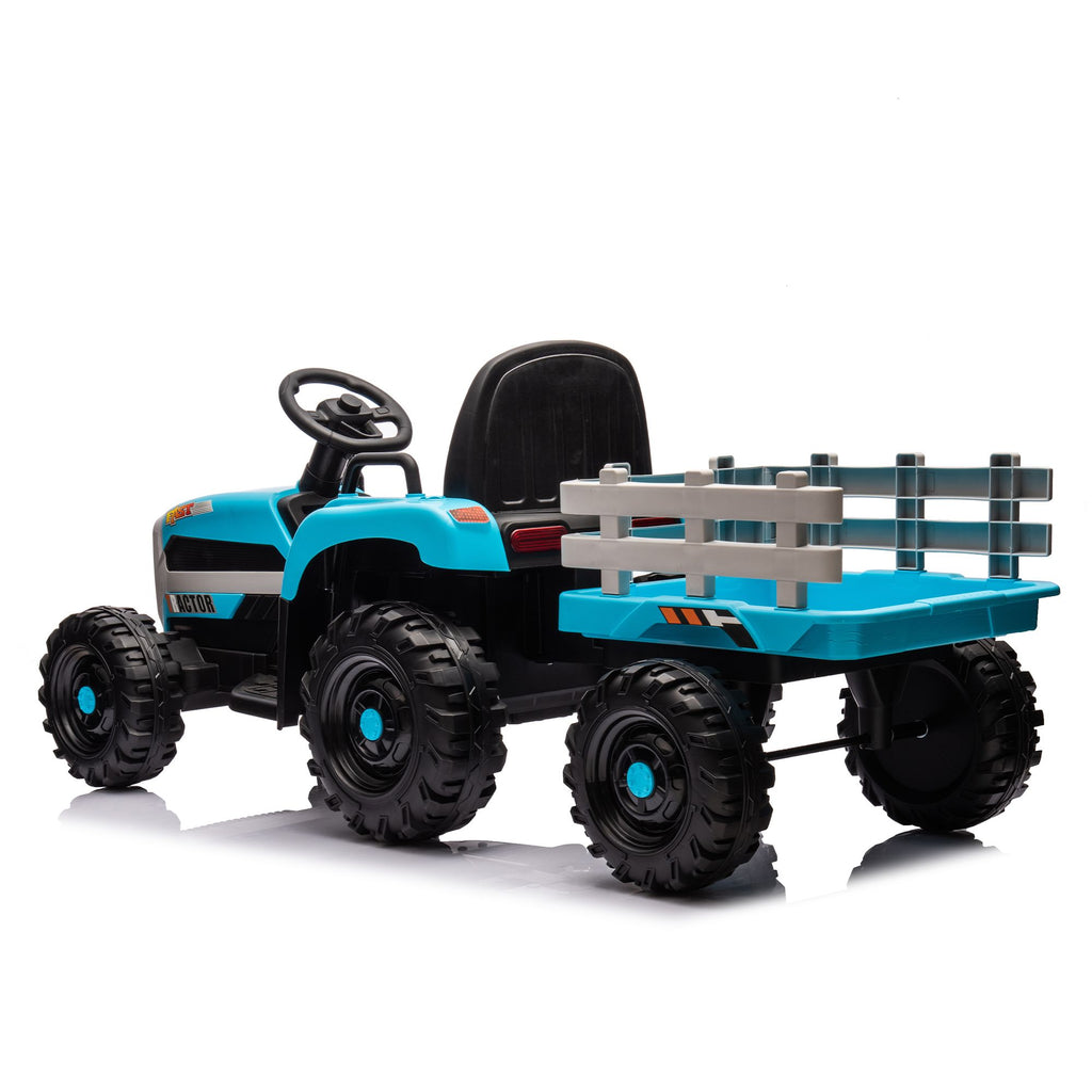 Yeah Depot - Ride on Tractor2.0 with Trailer,24V Battery Powered Electric Tractor Toy, 200w*2motor 1.86-4.97MPH/Remote Control,electric car for kids,Three speed adjustable,USB,MP3 ,Bluetooth,LED light, safety belt