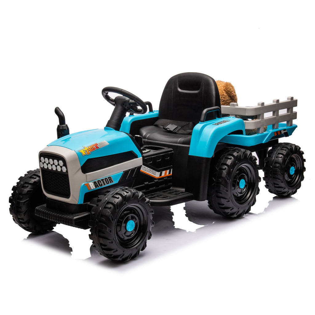 Yeah Depot - Ride on Tractor2.0 with Trailer,24V Battery Powered Electric Tractor Toy, 200w*2motor 1.86-4.97MPH/Remote Control,electric car for kids,Three speed adjustable,USB,MP3 ,Bluetooth,LED light, safety belt