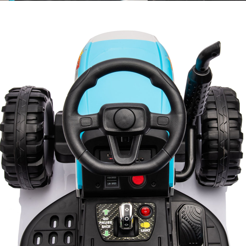 Yeah Depot - Ride on Tractor2.0 with Trailer,24V Battery Powered Electric Tractor Toy, 200w*2motor 1.86-4.97MPH/Remote Control,electric car for kids,Three speed adjustable,USB,MP3 ,Bluetooth,LED light, safety belt