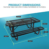 Yeah Depot - 6 ft. Rectangular Outdoor Steel Picnic Table with umbrella pole in Black