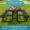Yeah Depot - 6 ft. Rectangular Outdoor Steel Picnic Table with umbrella pole in Black