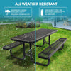 Yeah Depot - 6 ft. Rectangular Outdoor Steel Picnic Table with umbrella pole in Black