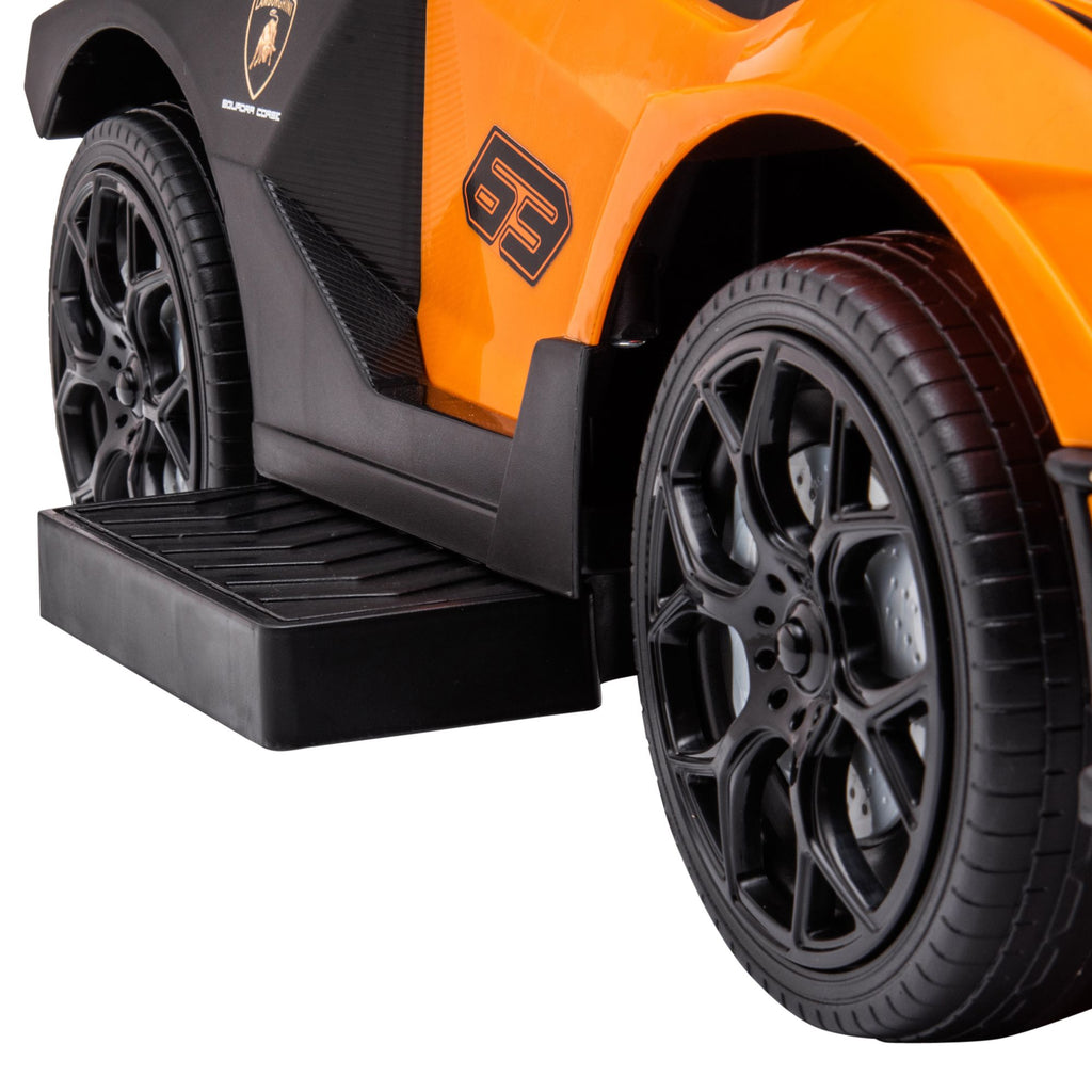 Yeah Depot - Aosom 2-in-1 Ride On Push Car for Toddlers 1-3, Licensed Lamborghini Stroller Sliding Car, Push-Along with Under Seat Storage Horn Engine Sound and Steering Wheel, Manual, Orange
