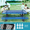 Yeah Depot - 6 ft. Rectangular Outdoor Steel Picnic Table with umbrella pole in Blue