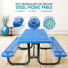 Yeah Depot - 6 ft. Rectangular Outdoor Steel Picnic Table with umbrella pole in Blue