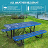 Yeah Depot - 6 ft. Rectangular Outdoor Steel Picnic Table with umbrella pole in Blue