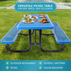 Yeah Depot - 6 ft. Rectangular Outdoor Steel Picnic Table with umbrella pole in Blue