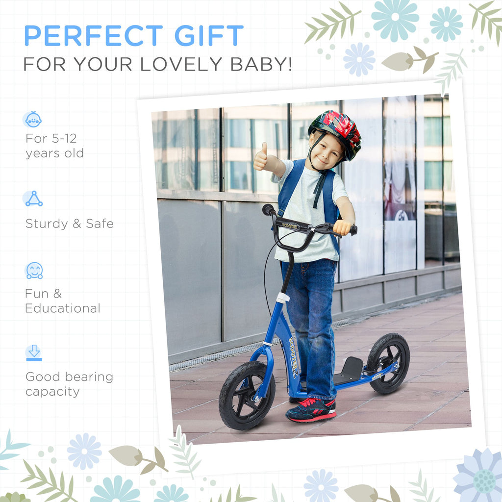 Yeah Depot - HOMCOM Kick Scooter for Kids 5-12 Years Old, Big Wheel Kids Scooter with Adjustable Height Handlebar, Non-slip Footplate, Rear Brake, Blue
