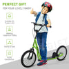 Yeah Depot - Aosom Youth Scooter Kick Scooter for Kids 5+ with Adjustable Handlebar 16'' Front and Rear Dual Brakes Inflatable Wheels, Light Green