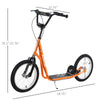 Yeah Depot - Aosom Youth Scooter Kick Scooter for Kids 5+ with Adjustable Handlebar 16'' Front and Rear Dual Brakes Inflatable Wheels, Orange