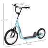 Yeah Depot - Aosom Youth Scooter, Teens Kick Scooter, Adjustable Handlebar Ride On Toy for 5+ with 16'' Front and 12'' Rear Dual Brakes Inflatable Wheels, Blue
