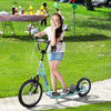 Yeah Depot - Aosom Youth Scooter, Teens Kick Scooter, Adjustable Handlebar Ride On Toy for 5+ with 16'' Front and 12'' Rear Dual Brakes Inflatable Wheels, Blue