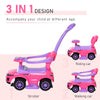Yeah Depot - Aosom 3 In 1 Push Cars for Toddlers Kid Ride on Push Car Stroller Sliding Walking Car with Horn Music Light Function Secure Bar Ride on Toy for Boy Girl 1-3 Years Old Pink