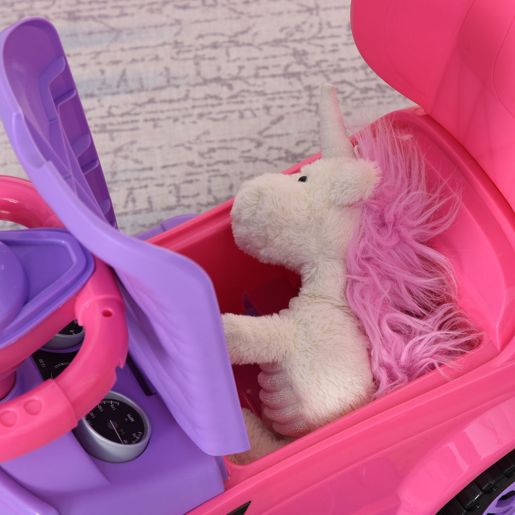 Yeah Depot - Aosom 3 In 1 Push Cars for Toddlers Kid Ride on Push Car Stroller Sliding Walking Car with Horn Music Light Function Secure Bar Ride on Toy for Boy Girl 1-3 Years Old Pink