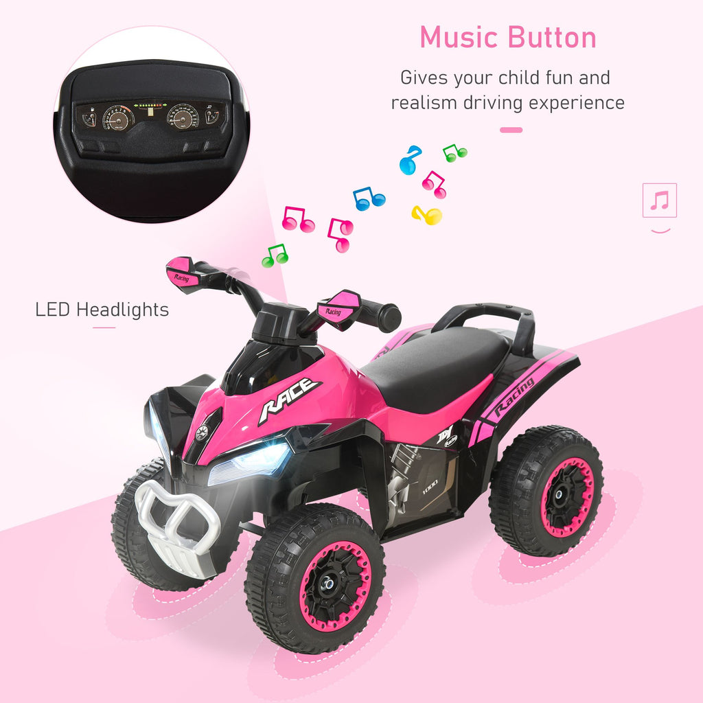 Yeah Depot - Aosom NO Power Kids Ride On Push Car, Ride Racer, Foot-to-floor Sliding Car, Walking ATV Toy with Music, Lights, for 1.5-3 Years Old, Pink