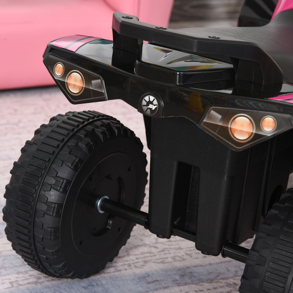 Yeah Depot - Aosom NO Power Kids Ride On Push Car, Ride Racer, Foot-to-floor Sliding Car, Walking ATV Toy with Music, Lights, for 1.5-3 Years Old, Pink