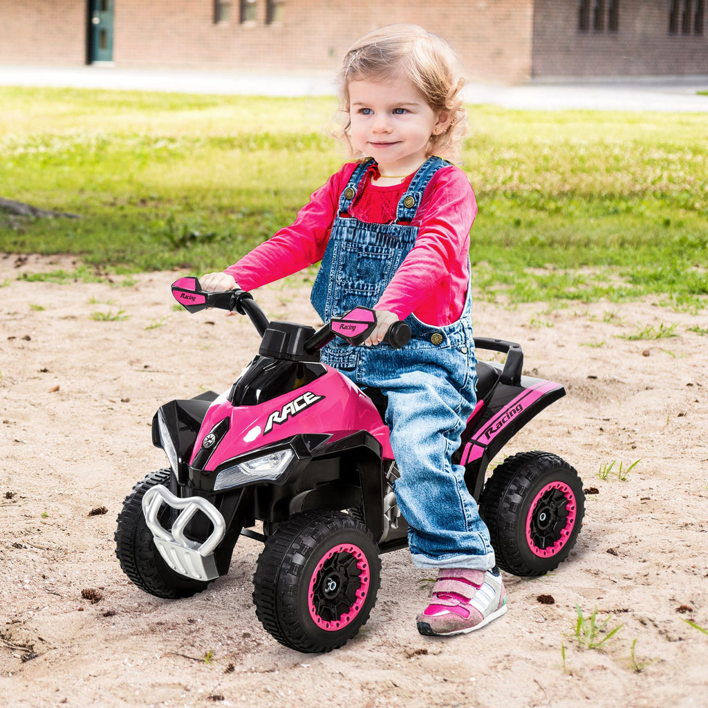 Yeah Depot - Aosom NO Power Kids Ride On Push Car, Ride Racer, Foot-to-floor Sliding Car, Walking ATV Toy with Music, Lights, for 1.5-3 Years Old, Pink