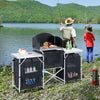 Yeah Depot - Outsunny Aluminum Portable Camping Kitchen Fold-Up Cooking Table With Windscreen and 3 Enclosed Cupboards for BBQ, Party, Picnics, Backyards