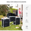 Yeah Depot - Outsunny Aluminum Portable Camping Kitchen Fold-Up Cooking Table With Windscreen and 3 Enclosed Cupboards for BBQ, Party, Picnics, Backyards
