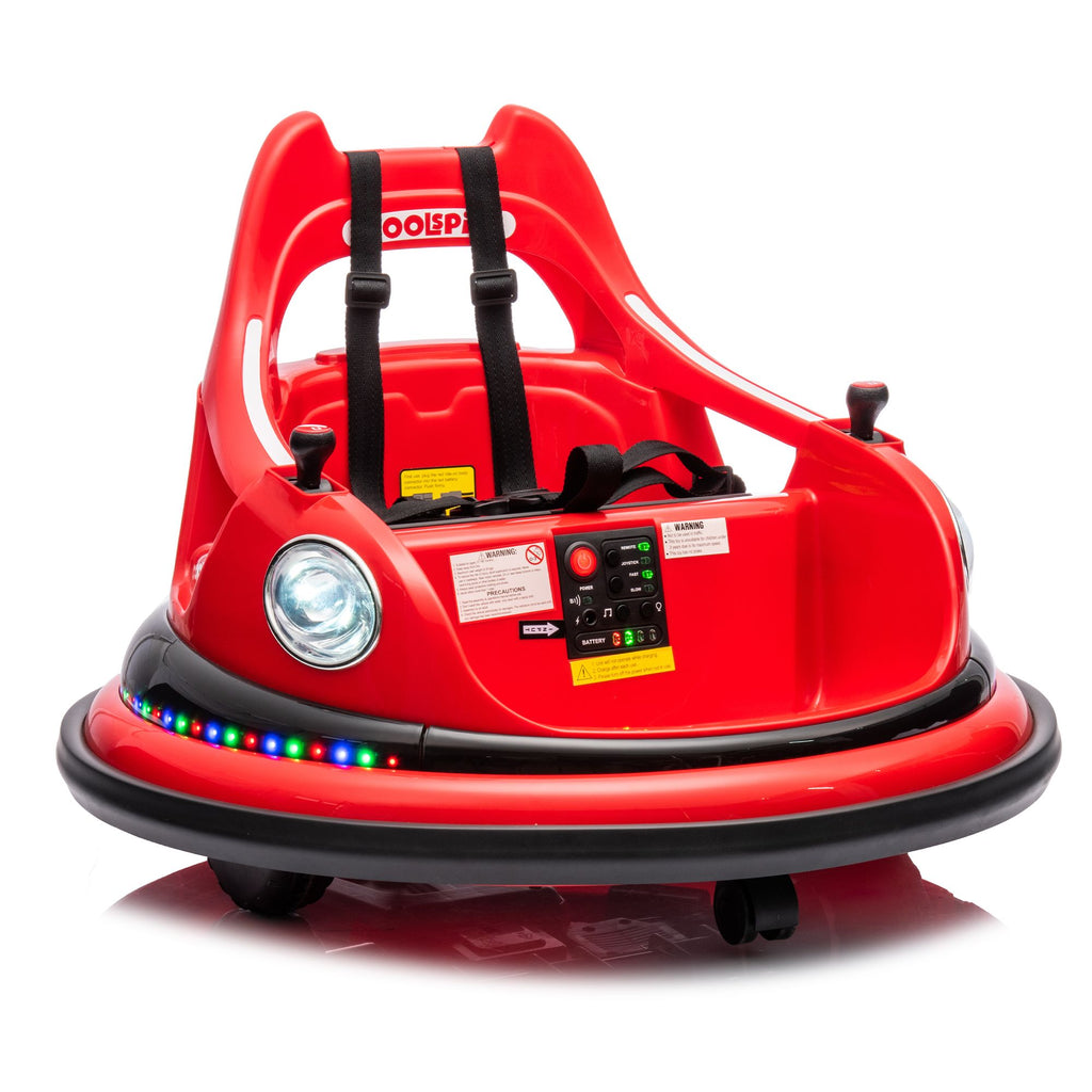 Yeah Depot - 12V ride on bumper car for kids,electric car for kids,1.5-5 Years Old,W/Remote Control, LED Lights, Bluetooth & 360 Degree Spin, Vehicle body with anti-collision padding
Five-point Safety Belt,2wd