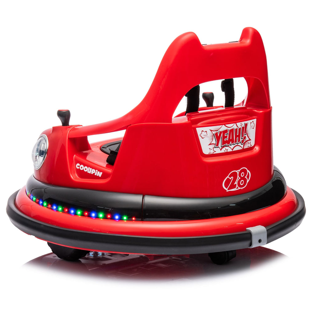 Yeah Depot - 12V ride on bumper car for kids,electric car for kids,1.5-5 Years Old,W/Remote Control, LED Lights, Bluetooth & 360 Degree Spin, Vehicle body with anti-collision padding
Five-point Safety Belt,2wd