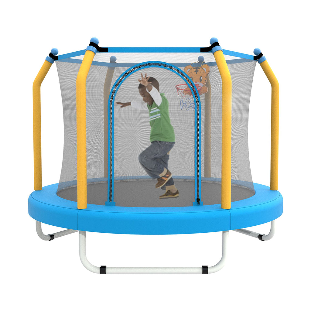 Yeah Depot - 55-inch Trampoline for Kids Indoor & Outdoor Small Toddler Trampoline with Basketball Hoop