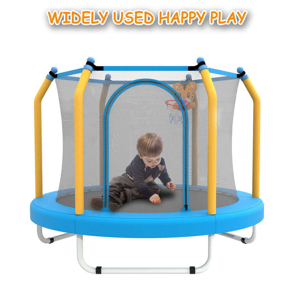 Yeah Depot - 55-inch Trampoline for Kids Indoor & Outdoor Small Toddler Trampoline with Basketball Hoop