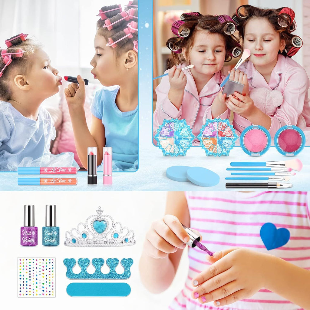 Kai Sheng Rui Store - Kids Makeup Kit for Girls, Washable Real Makeup Set for Little Girls, Princess Frozen Toys for Girls Toys for 4 5 6 7 8 Year Old, Kids Play Makeup Starter Kit Cosmetic Beauty Set Frozen Makeup Set