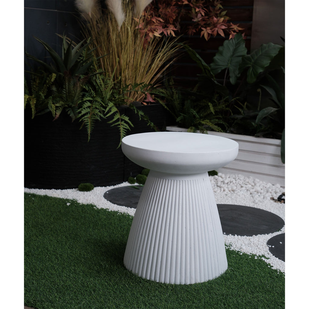 Yeah Depot - Decorative Garden End Table, 20.3'' H Modern Heavy Duty Patio Sturdy Faux Terrazzo Accent Table Side Table Plant Table for Indoor Outdoor, Faux White
