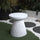 Yeah Depot - Decorative Garden End Table, 20.3'' H Modern Heavy Duty Patio Sturdy Faux Terrazzo Accent Table Side Table Plant Table for Indoor Outdoor, Faux White