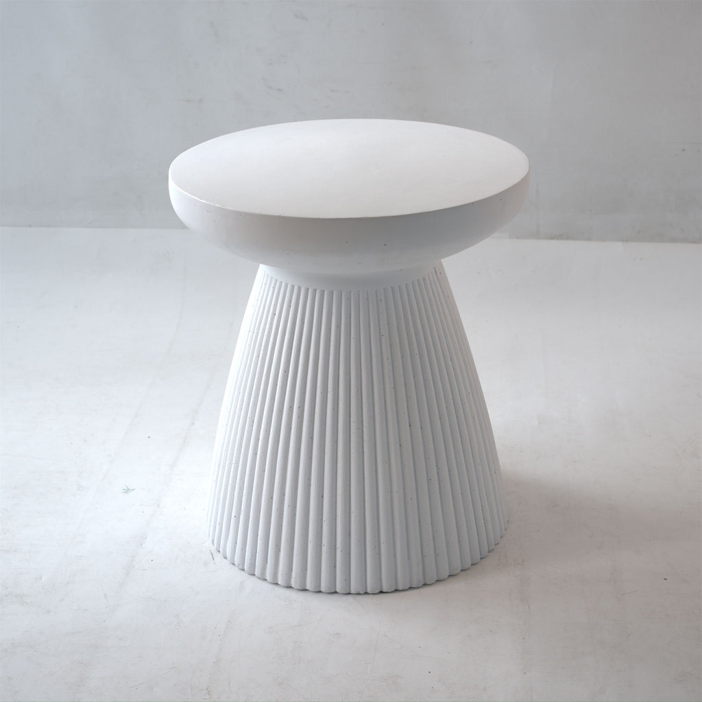 Yeah Depot - Decorative Garden End Table, 20.3'' H Modern Heavy Duty Patio Sturdy Faux Terrazzo Accent Table Side Table Plant Table for Indoor Outdoor, Faux White