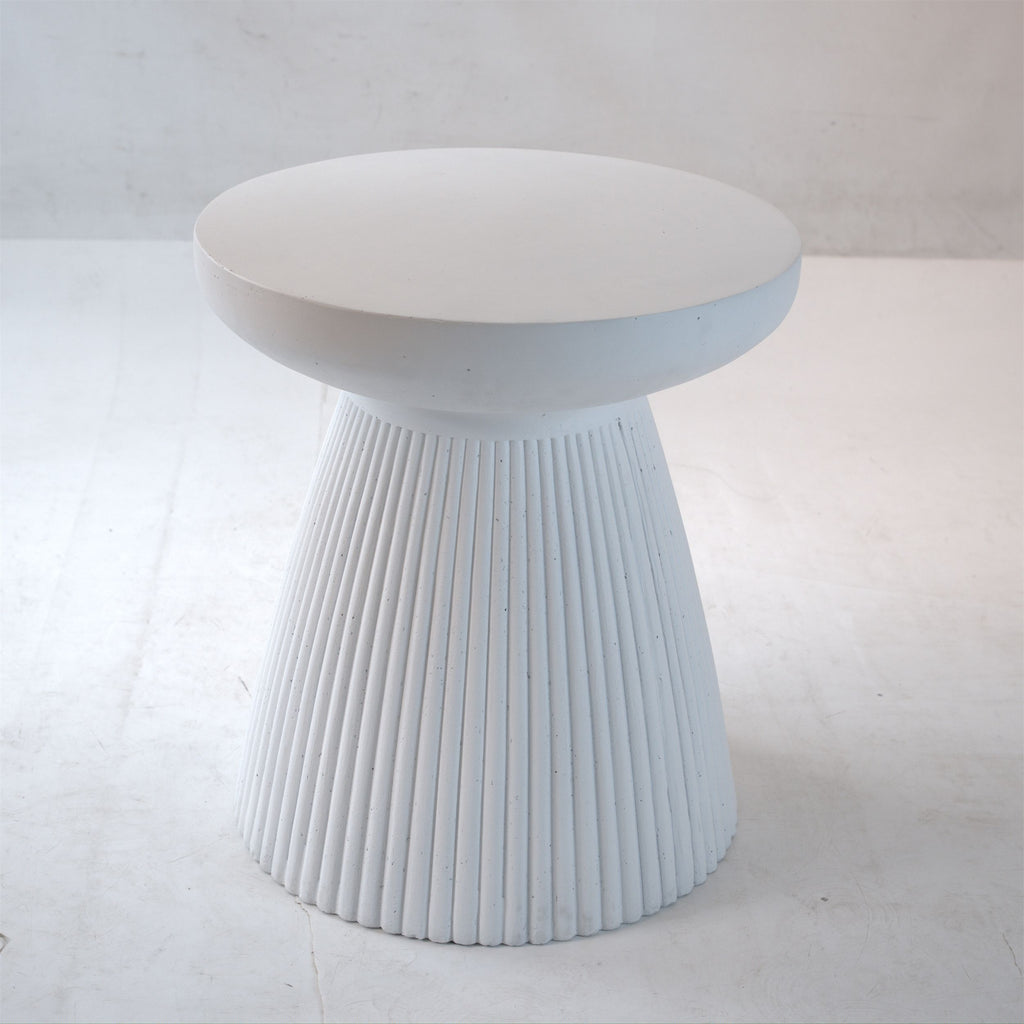 Yeah Depot - Decorative Garden End Table, 20.3'' H Modern Heavy Duty Patio Sturdy Faux Terrazzo Accent Table Side Table Plant Table for Indoor Outdoor, Faux White