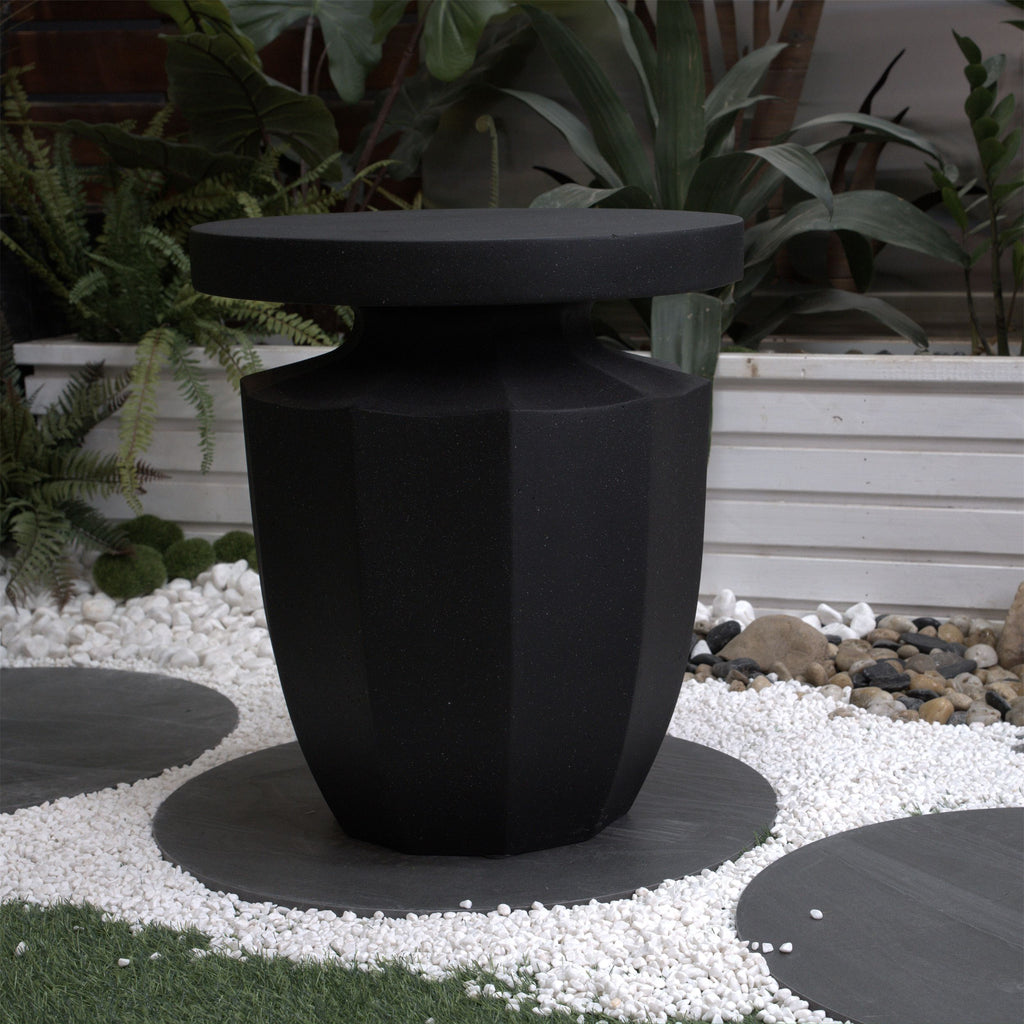 Yeah Depot - Decorative Garden End Table, 20.3'' H Modern Heavy Duty Patio Sturdy Faux Terrazzo Accent Table Side Table Plant Table for Indoor Outdoor