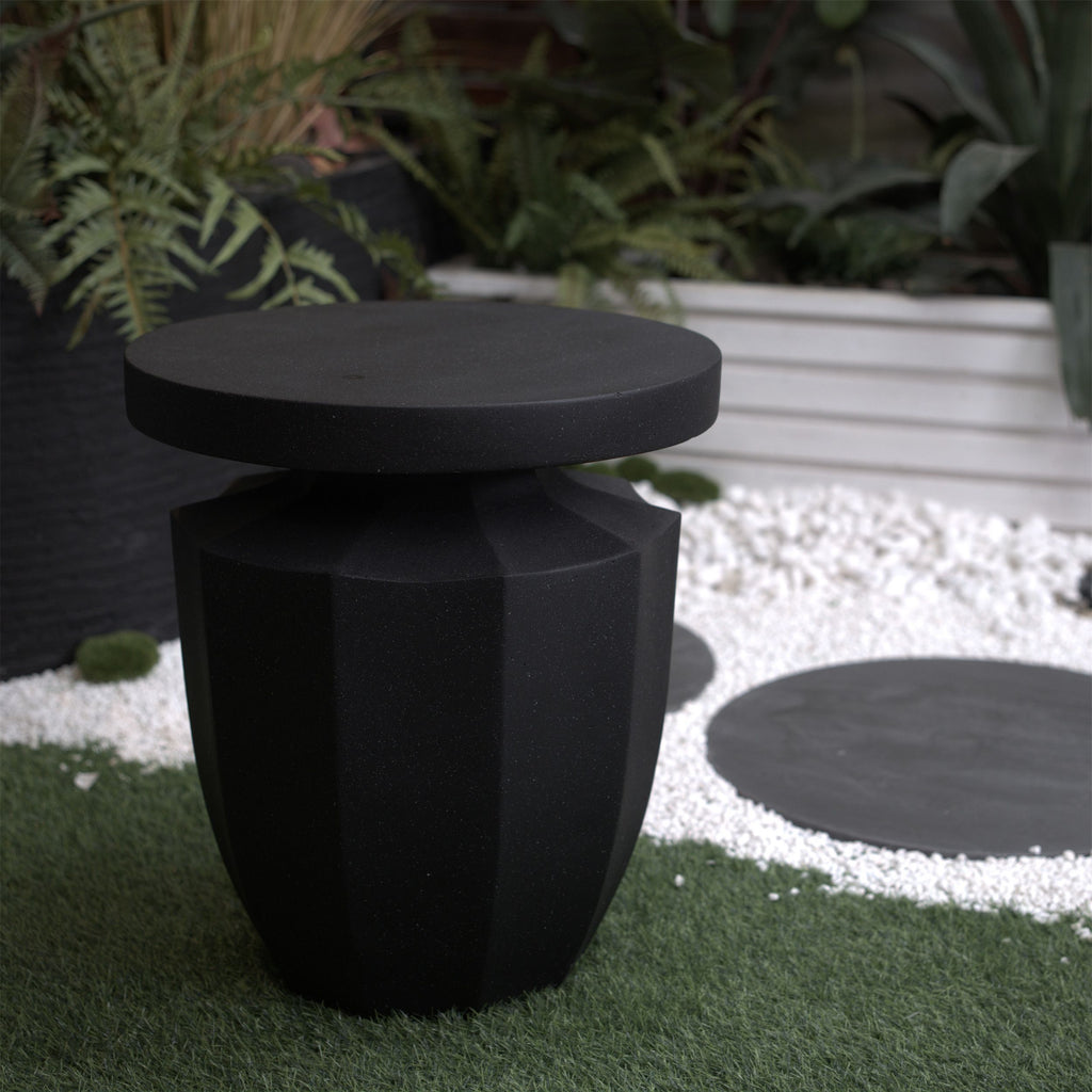 Yeah Depot - Decorative Garden End Table, 20.3'' H Modern Heavy Duty Patio Sturdy Faux Terrazzo Accent Table Side Table Plant Table for Indoor Outdoor