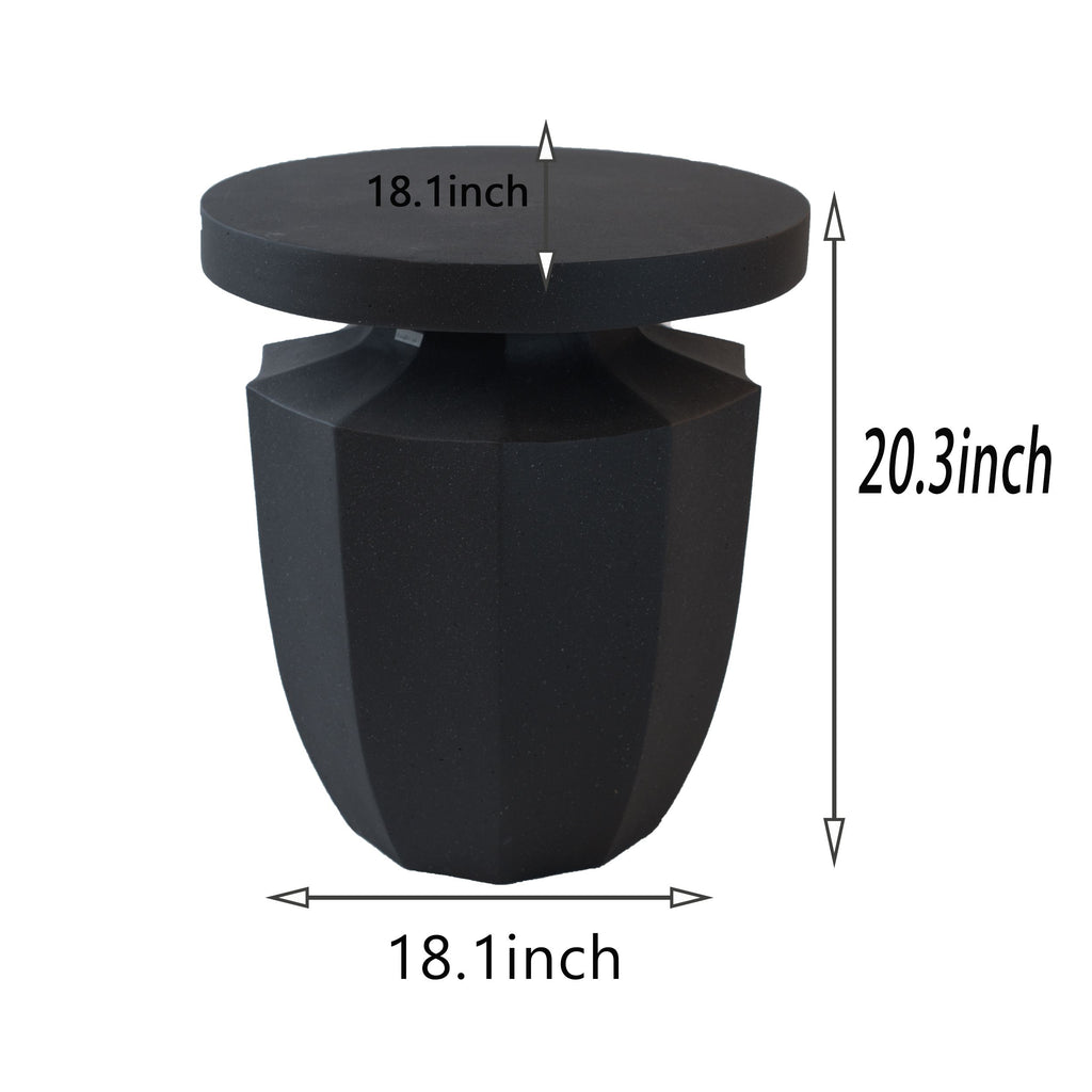 Yeah Depot - Decorative Garden End Table, 20.3'' H Modern Heavy Duty Patio Sturdy Faux Terrazzo Accent Table Side Table Plant Table for Indoor Outdoor