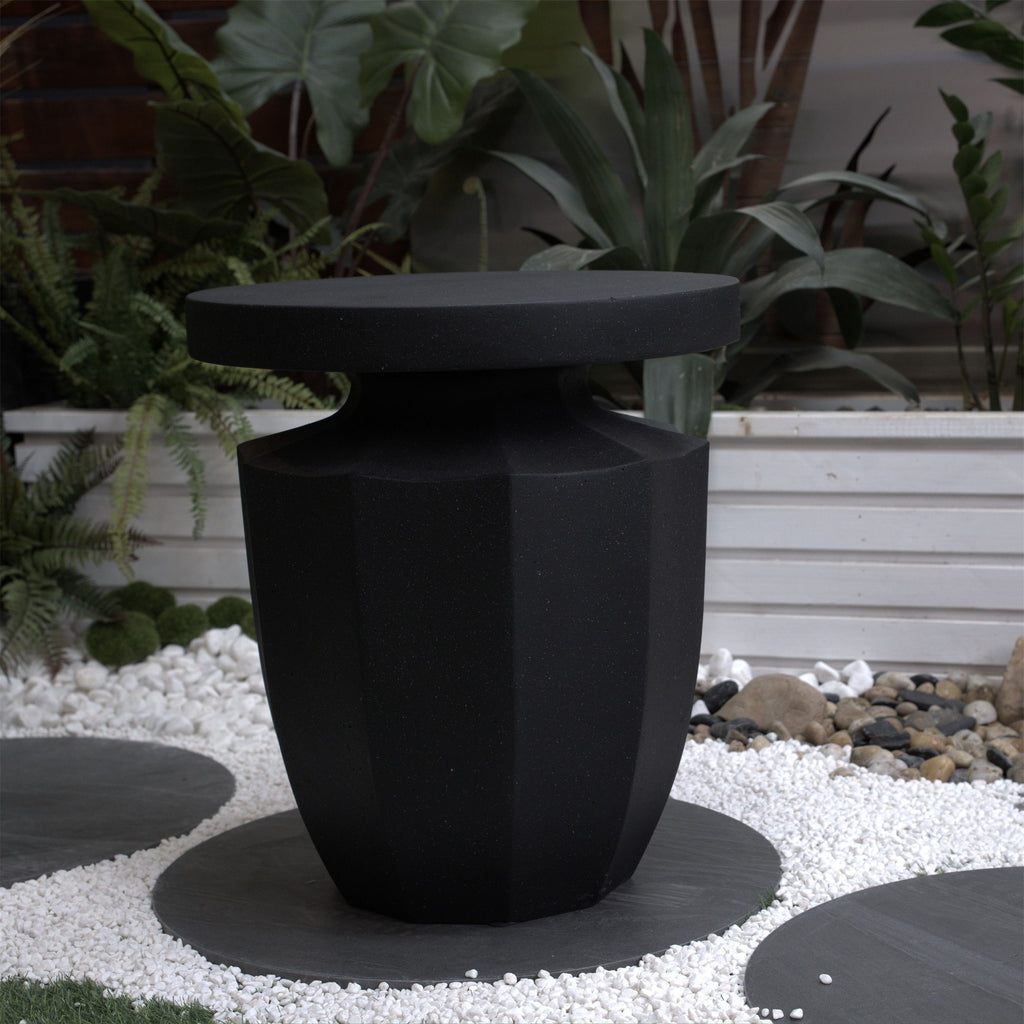 Yeah Depot - Decorative Garden End Table, 20.3'' H Modern Heavy Duty Patio Sturdy Faux Terrazzo Accent Table Side Table Plant Table for Indoor Outdoor