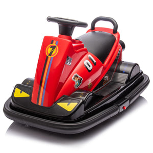 Yeah Depot - 12V Kids Ride On Motor Bumper Car,integrating system,Rotate 360 degrees in place,Collision triggers sound effects and lights,Four-wheel waterfall light,Cute appearance design for kids aged 3-5.