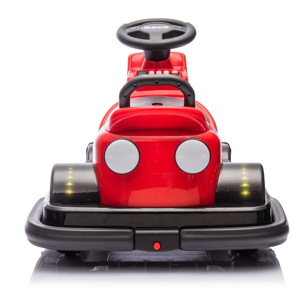 Yeah Depot - 12V Kids Ride On Motor Bumper Car,integrating system,Rotate 360 degrees in place,Collision triggers sound effects and lights,Four-wheel waterfall light,Cute appearance design for kids aged 3-5.
