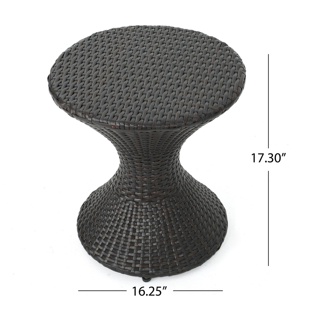 Yeah Depot - Outdoor 16-inch Multi-brown Wicker Hourgla Side Table
