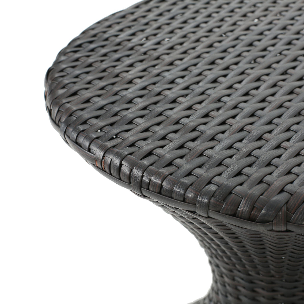 Yeah Depot - Outdoor 16-inch Multi-brown Wicker Hourgla Side Table