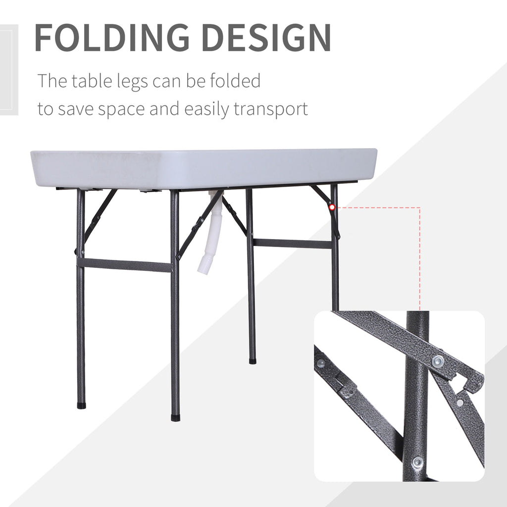 Yeah Depot - Outsunny 4FT Portable Folding Fish Fillet Cleaning Table Camping Picnic Ice Party Desk with Sink
