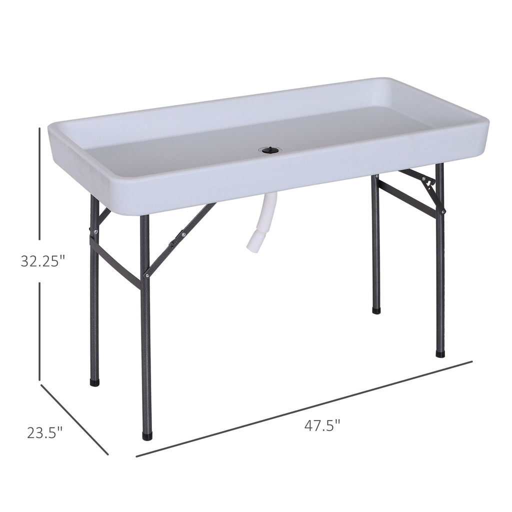 Yeah Depot - Outsunny 4FT Portable Folding Fish Fillet Cleaning Table Camping Picnic Ice Party Desk with Sink