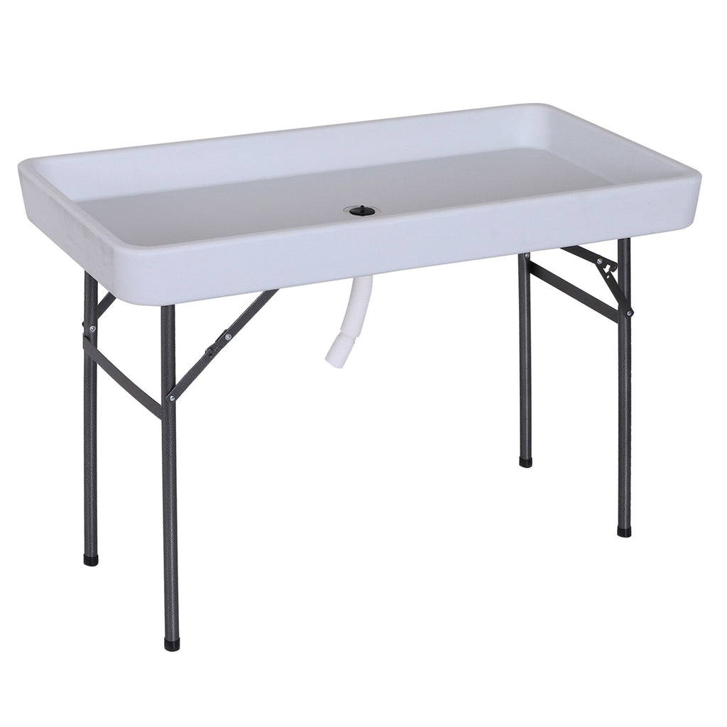 Yeah Depot - Outsunny 4FT Portable Folding Fish Fillet Cleaning Table Camping Picnic Ice Party Desk with Sink