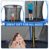 Yeah Depot - 8FT Trampoline with Enclosure - Recreational Trampolines with Ladder and Anti Rust Coating, Pumpkin-shaped Trampoline with Slide and Basket Board, ASTM Approval Outdoor Trampoline for Kids