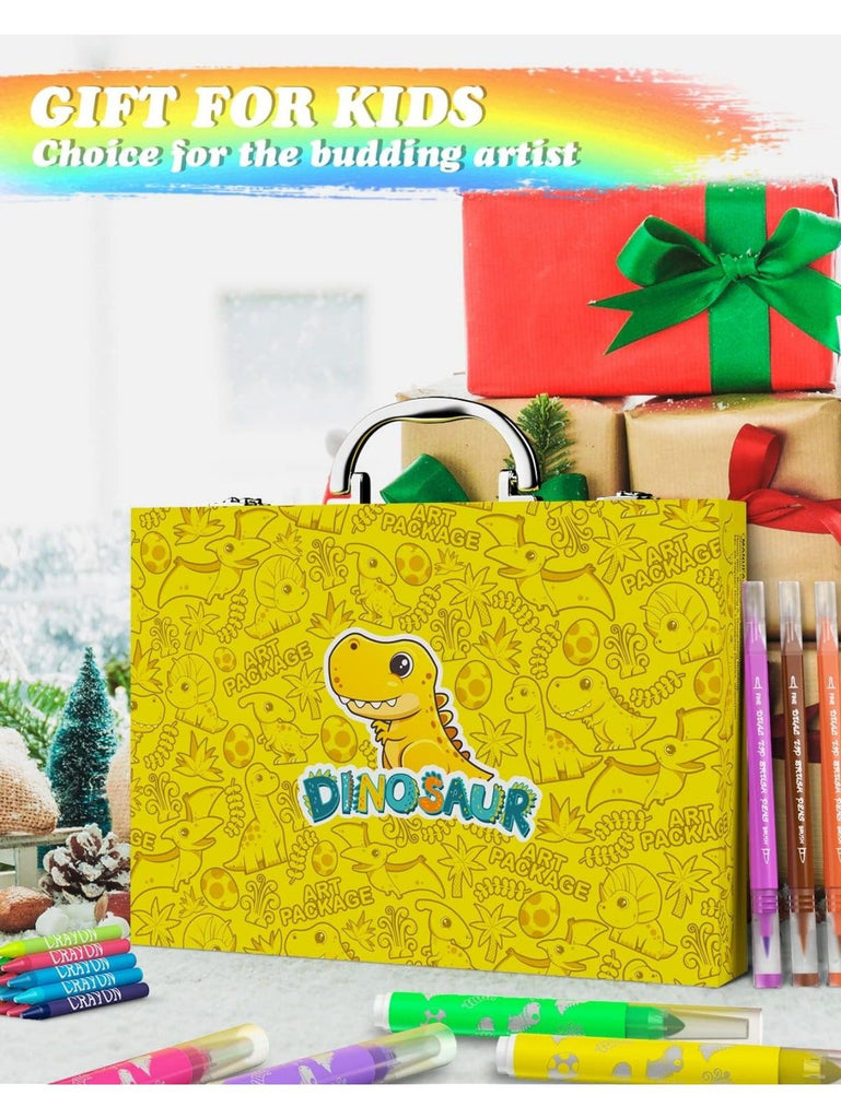 Kai Sheng Rui Store - Dinosaur Art Box-Dinosaur art kits are included in this portable, high-quality box. The nice and fun cover attracts kids and inspires them to get their hands dirty. Every child is a little artist!