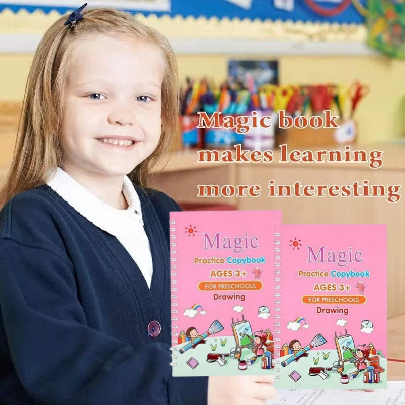 BOMING - Early Education Magic Copybook Reusable Handwriting Practice  Kids Drawing Ink Workbook Children Pen Control Training Writing Drawing Educational Toy