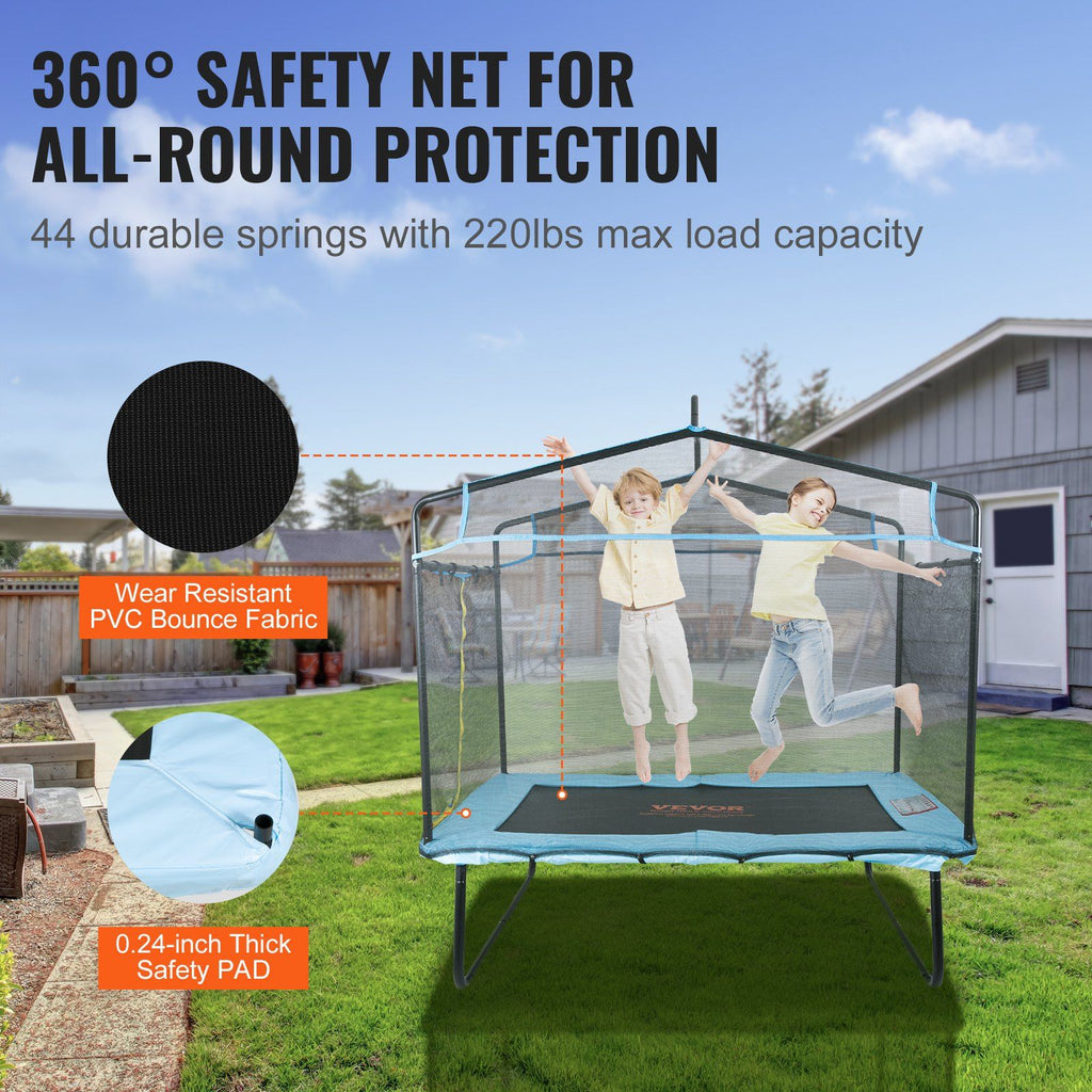 VEVOR 6FT Trampoline for Kids, 72'' Indoor/Outdoor Toddlers Trampoline, Mini Baby Trampoline with Safety Enclosure Net, Gymnastics Bar, Hammock, Recreational Trampoline Birthday Gift for 3+ Years Kids