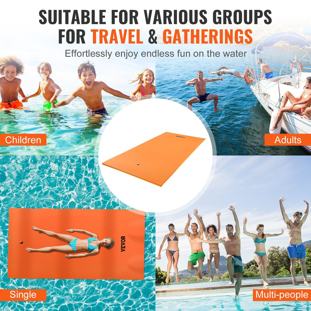 VEVOR Lily Pad Floating Mat, Large 12x6 FT Floating Water Pad, 3-Layer Floating Dock for Adults Kids, 1.3'' Thick Tear-Resistant XPE Foam Raft, Floating Island for Lake, Pool, Ocean, Beach, and Boating