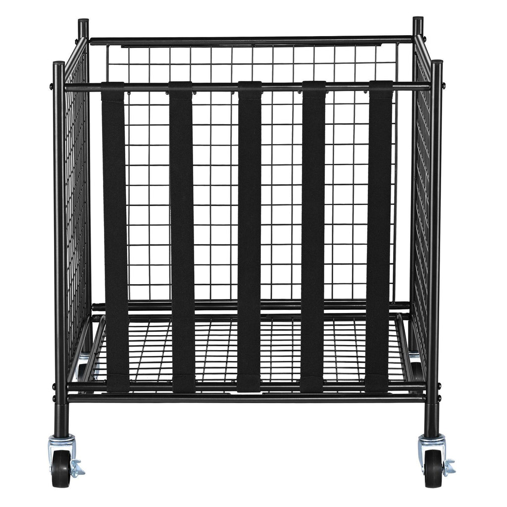 VEVOR Rolling Sports Ball Storage Cart, Lockable Basketball Cage with Elastic Straps, Sport Equipment Holder Organizer for Indoor Outdoor, Steel Storage Rack for Garages, Playgroup, Gym and Schools