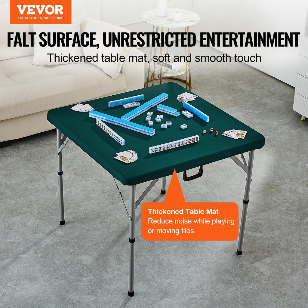 VEVOR Mahjong Table Fold-in-Half 4 Player Card Table & Wear-Resistant Tabletop